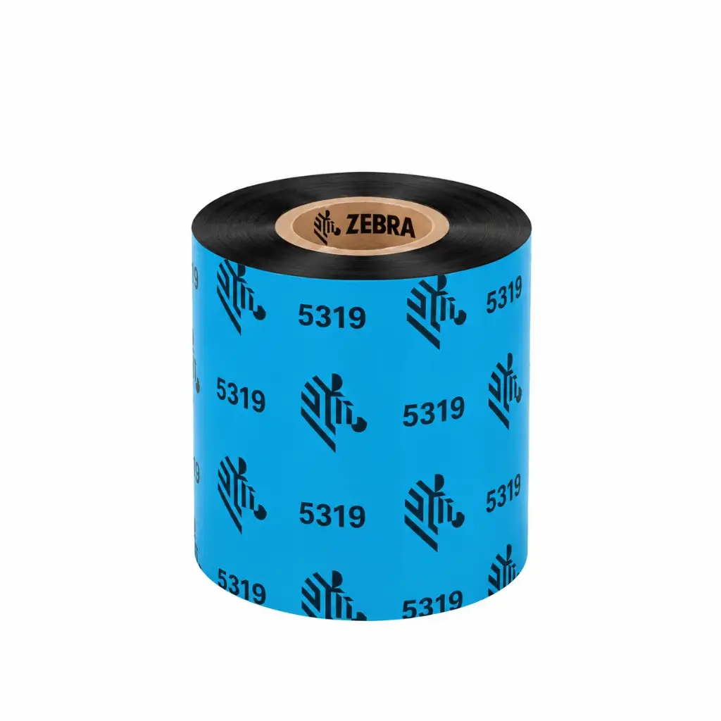 05319BK06045 - Zebra - Ribbon de Cera, 60mm x 450m (2.36" x 1476'), Modelo 5319 Rendimiento para impresora Industrial . 6 Ribbons/Caja