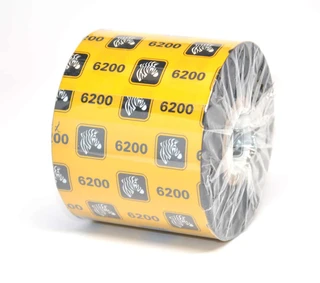 06200BK04045 - Zebra - Ribbon de Resina, 40mm x 450m (1.57" x 1476'), Modelo 6200 Estándar para impresora Industrial . 6 Ribbons/Caja