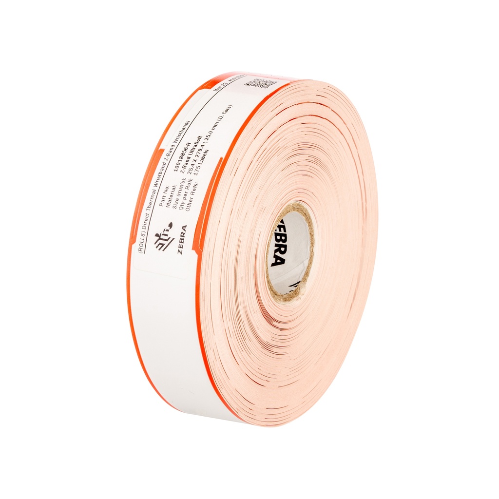 Wristband, Synthetic, 1x11in (25.4x279.4mm); DT, Z-Band Ultra Soft Lam, Coated, Permanent Adhesive, 1in (25.4mm) core, 175/roll, 6/box, Blue, Printed