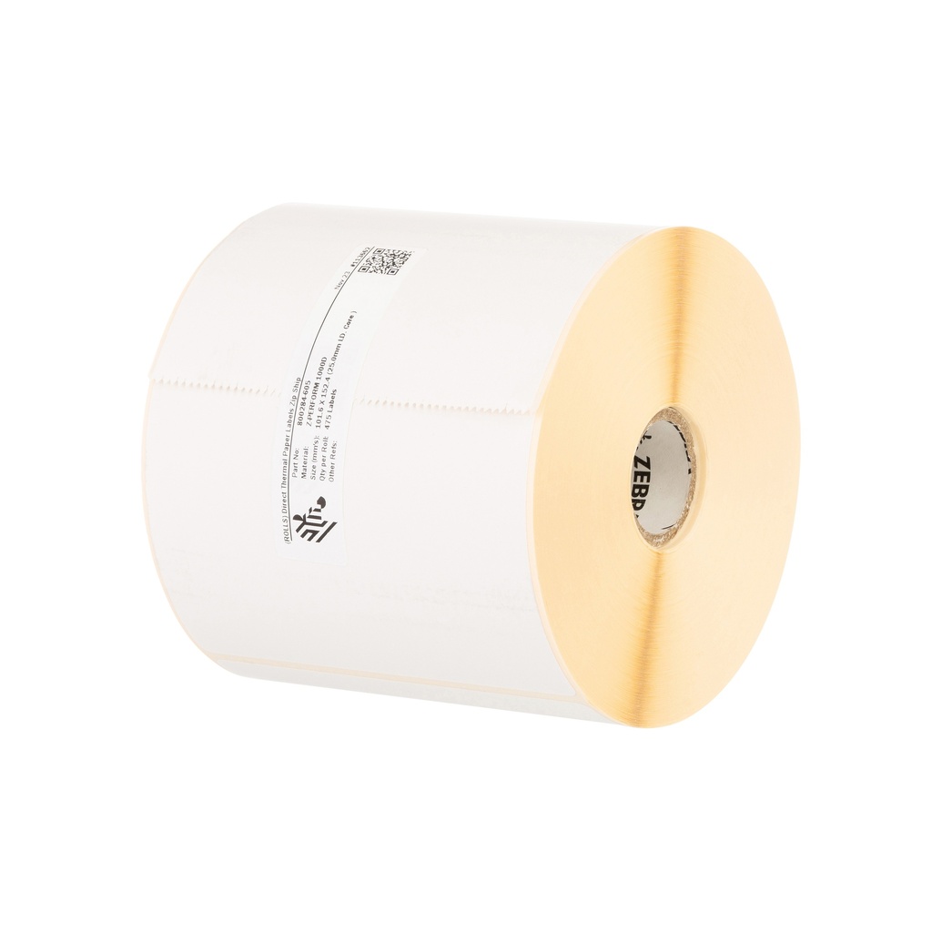 10026037- ZEBRA - Etiqueta 4"x6", T. Directa. Papel Blanco, Z-Perform 1000D, para Impresora Motor de Impresión, 2500/Rollo, con adhesivo Permanente, Sin perf. entre etiq., 1 al paso. Núcleo 3".  Diámetro 12". 2 Rollos/caja. Peso por caja 11.79 kg. 