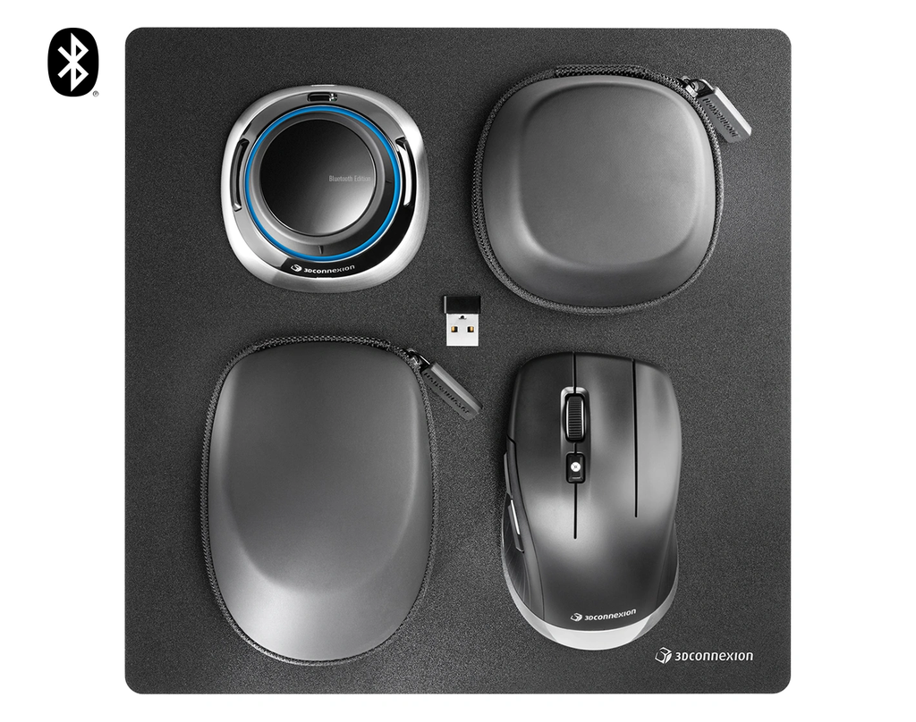 3Dconnexion - SpaceMouse Wireless Kit 2 (3DX‑700136) – Navegación 3D inalámbrica, receptor USB, cargador USB‑C, compacto y profesional
