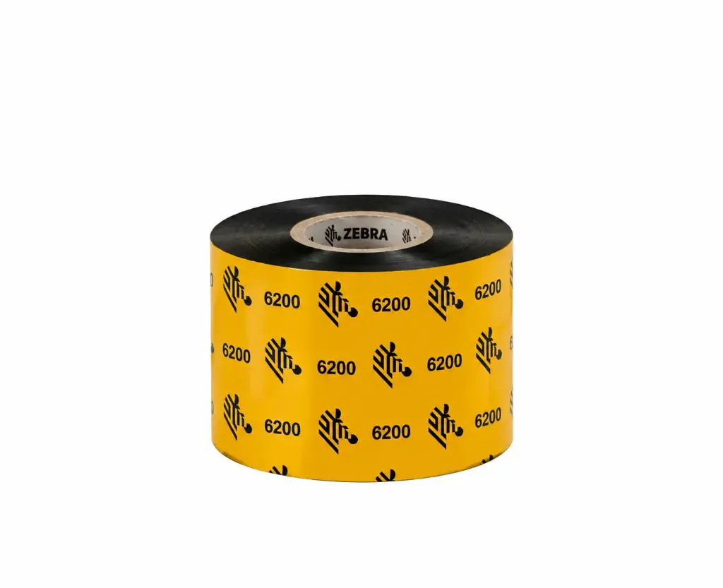 LA06200BK06045 - Zebra - Ribbon de Resina, 60mm x 450m (2.36" x 1476'), Modelo 6200 Resin para impresora Industrial. 6 Ribbons/Caja