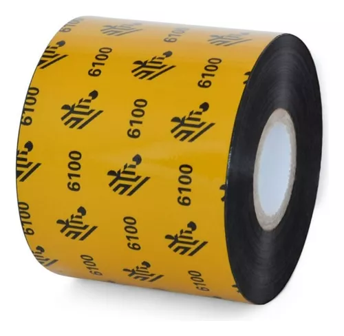 LA06100BK06045 - Zebra - Ribbon de Cera/Resina, 60mm x 450m (2.36" x 1476'), Modelo 6100 Estándar para impresora Industrial. 6 Ribbons/Caja