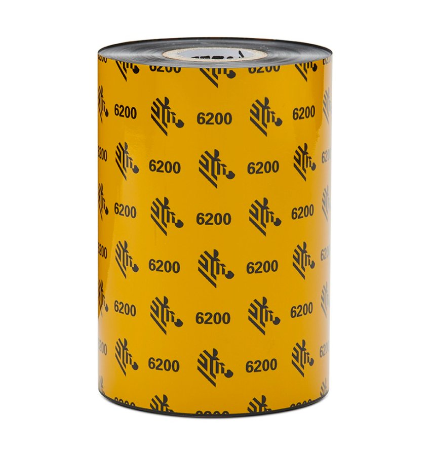 LA06200BK11045 - Zebra - Ribbon de Resina, 110mm x 450m (4.33" x 1476'), Modelo 6200 Resin para impresora Industrial. 6 Ribbons/Caja 