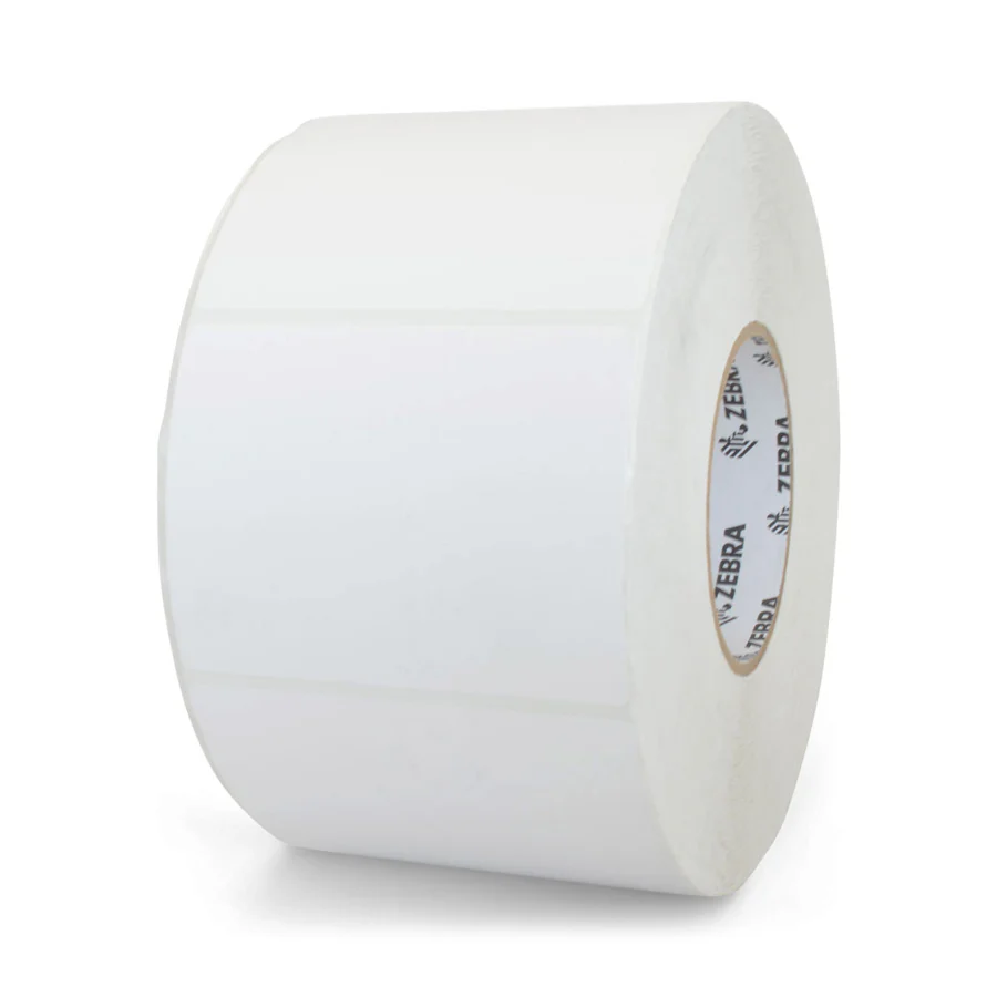 10023061- ZEBRA - Etiqueta 4"x3", T. Térmica. Poliéster Blanco, Z-Ultimate 4000T High-Tack Blanco, para Impresora Industrial, 1000/Rollo, con adhesivo Alta Adhesión, Perf. entre etiq., 1 al paso. Núcleo 3".  Diámetro 8". 1 Rollos/caja. Peso por caja 2.72 kg. 