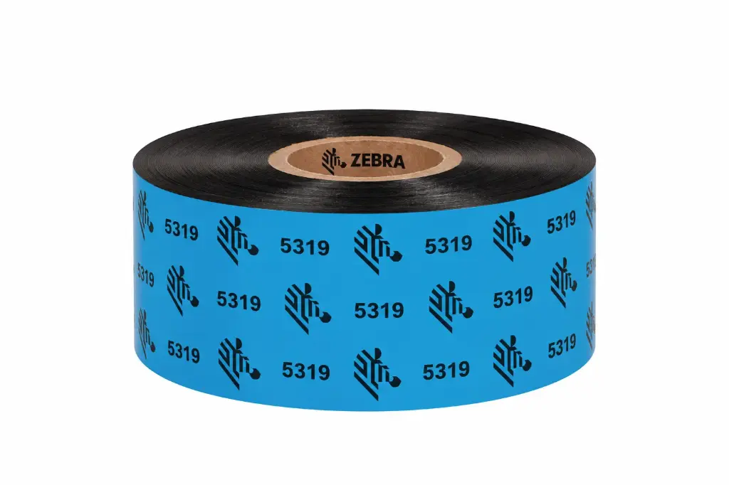 05319BK04045 - Zebra - Ribbon de Cera, 40mm x 450m (1.57" x 1476'), Modelo 5319 Rendimiento para impresora Industrial . 6 Ribbons/Caja