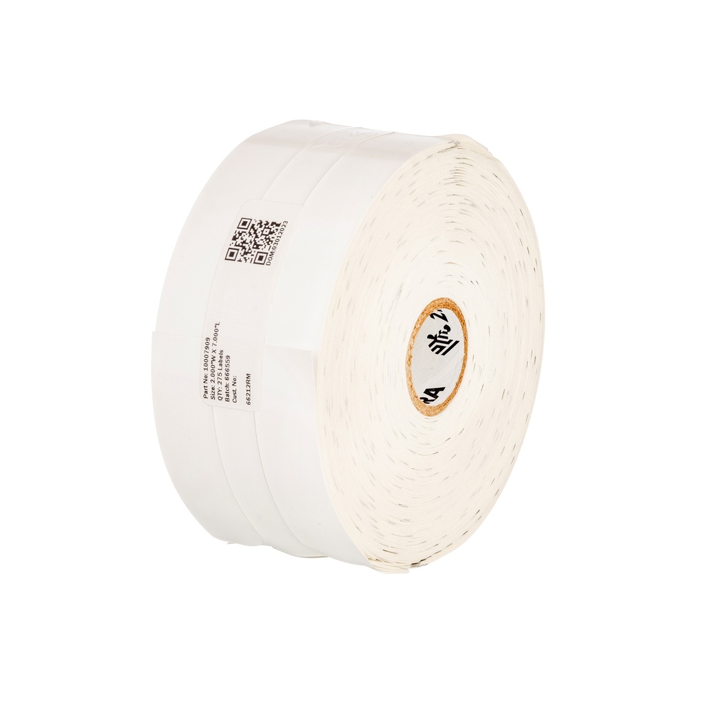 Wristband, Polypropylene, 1.25x11in (31.8x279.4mm); DT, Z-Band Direct, Coated, Permanent Adhesive, 1in (25.4mm) core, 200/roll, 6/box, Printed. Black mark sensing.