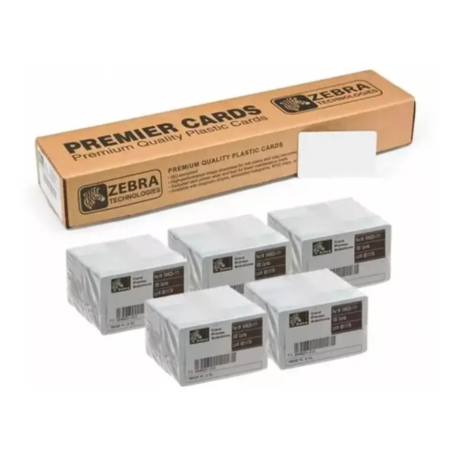 Zebra white PVC cards, 30 mil (500 cards)