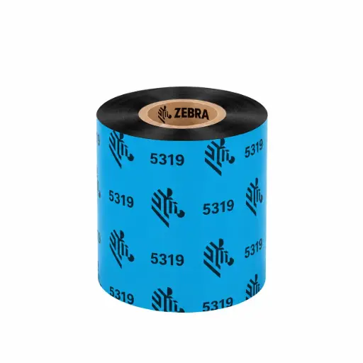 [05319BK06045] 05319BK06045 - Zebra - Ribbon de Cera, 60mm x 450m (2.36" x 1476'), Modelo 5319 Rendimiento para impresora Industrial . 6 Ribbons/Caja