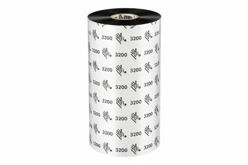 [03200BK22045] 03200BK22045 - Zebra - Ribbon de Cera/Resina, 220mm x 450m (8.66" x 1476'), Modelo 3200 Alto Rendimiento para impresora Industrial . 6 Ribbons/Caja
